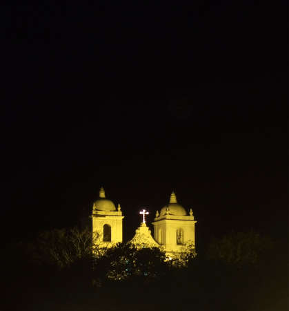 Viewing the Church at night, in Niteroi, Rio de Janeiro, Brazilの写真素材