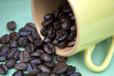 Brazilian coffee grains in a cup
