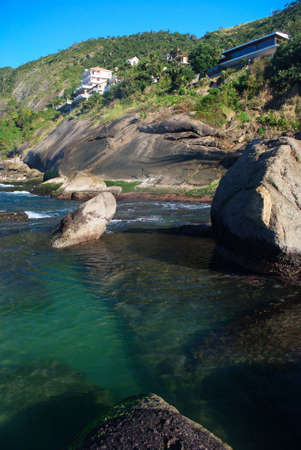 Mansions in Itacoatiara beach in Niteroi, Rio de Janeiro, Brazilの写真素材