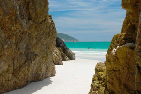 Cave in the rocks in a Crystalline clear waters in Arraial do Cabo, Rio de Janeiro, Brazil の写真素材