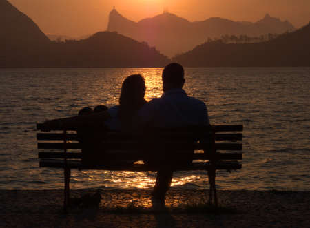 Boyfriends on the sunset in Rio de Janeiroの写真素材