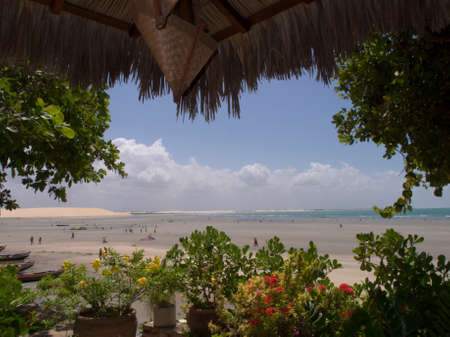 Jericoacoara Beach seen from a restaurantの写真素材