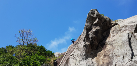 climbing the mountainの写真素材