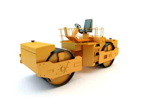 Road roller isolated on white background 