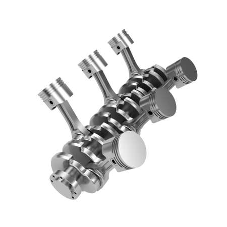 V6 engine pistons isolated on whiteの写真素材