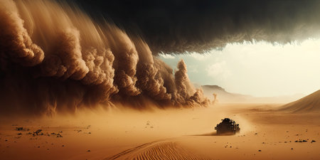 Dangerous sand dune in Sahara desert. 3d render