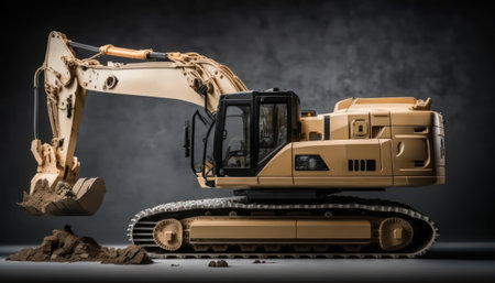 Toy Excavator on a black background with copy space. 3D Rendering