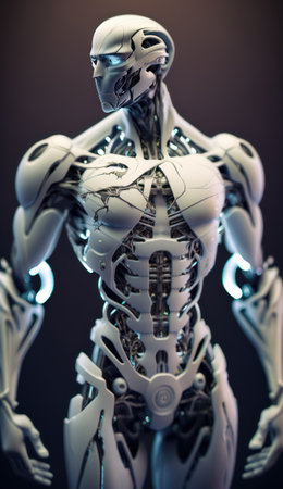 3D Illustration of a female robot with cybernetic body.