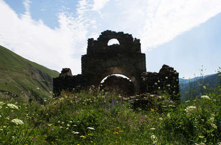 Ruins on the mountains of North Ossetia.の写真素材
