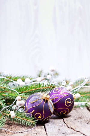 Christmas Decoration Over Wooden Background.の写真素材