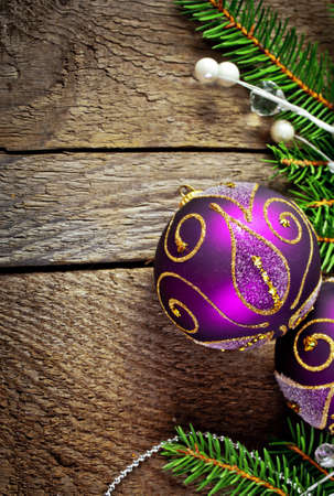 Christmas Decoration Over Wooden Background.の写真素材