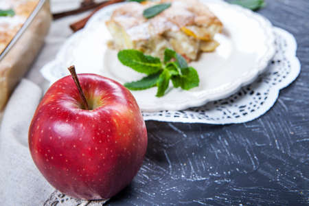 Apple pie with the focus on appleの写真素材