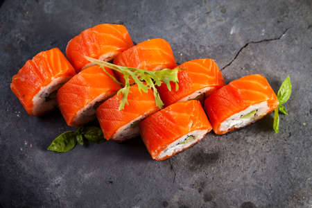 Delicious sushi rollsの写真素材