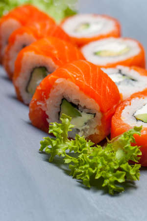 Delicious sushi rollsの写真素材