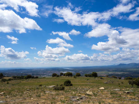 Landscape of cloudy sky and fieldの写真素材