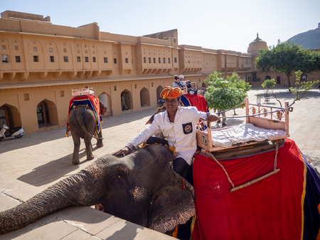 Jaipur, India, 20th September 2018. Visit to the Amber fort for an elephant rideのeditorial素材