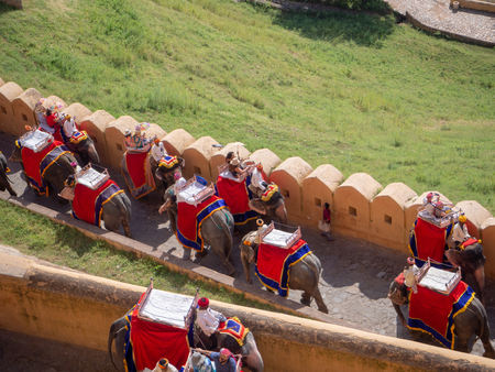 Jaipur, India, 20th September 2018. Visit to the Amber fort for an elephant rideのeditorial素材