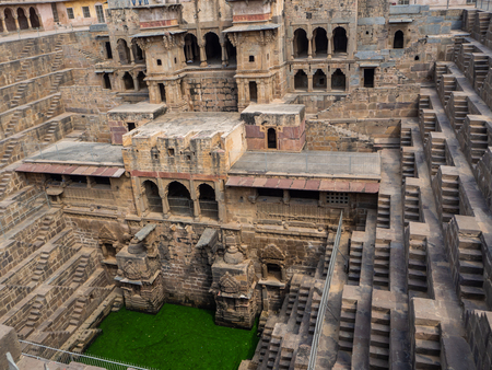 Immense well or cistern called Chand Baori made by slaves in the city of Jaipur in India.の写真素材