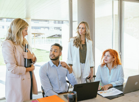 Business colleagues working together in the office. Business concept.