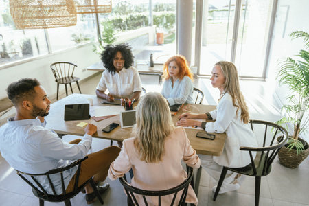 Creative business team having a meeting in the office. Business and brainstorming concept.の写真素材