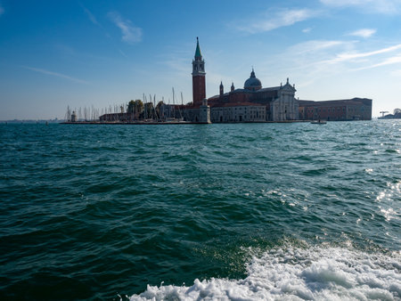 View of the Basilica of San Giorgio in Venice, Italy. Tourism and religion concept.の写真素材