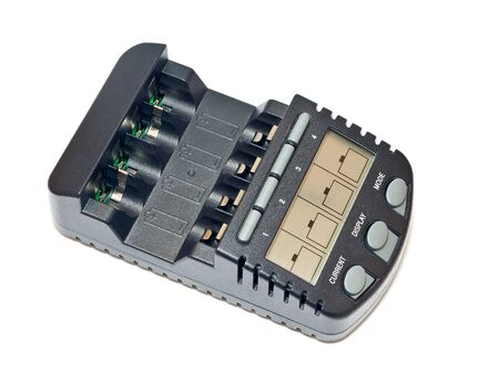 Battery charger isolated on whiteの写真素材