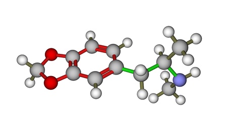 MDMA (ecstasy) molecule on a white backgroundの写真素材