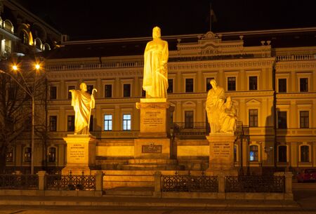 Statues of saints Andrey, Olga, Kirilo and Mefodiyのeditorial素材