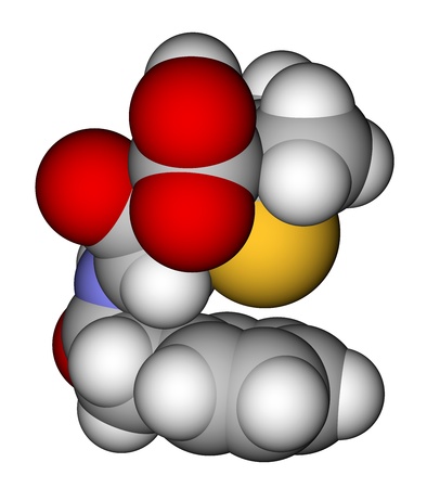 Penicillin G (benzylpenicillin) space filling molecular modelの写真素材