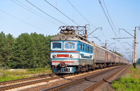 Passenger train hauled by electric locomotiveのeditorial素材