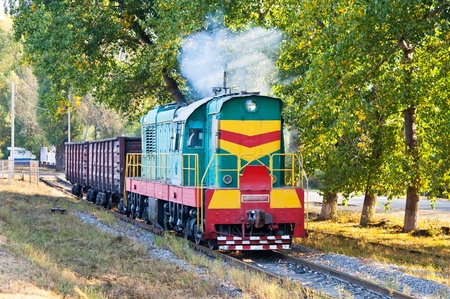 Shunter hauling two gondolas  Kremenchug, Ukraine