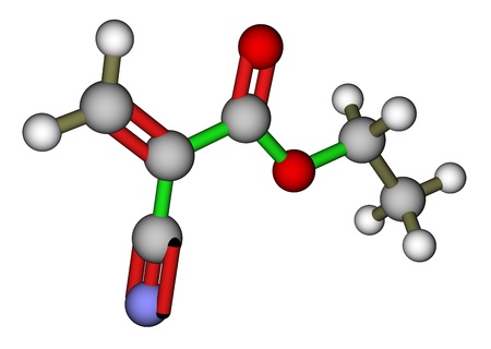 Ethyl cyanoacrylate, an instant glue  3D molecular structureの写真素材