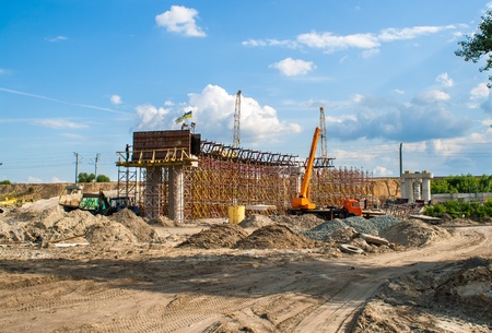 Construction of a concrete overpassの写真素材