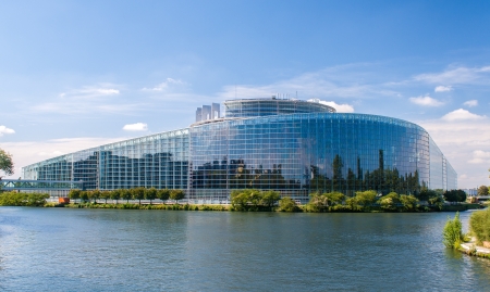 European Parliament building in Strasbourg, Franceの写真素材