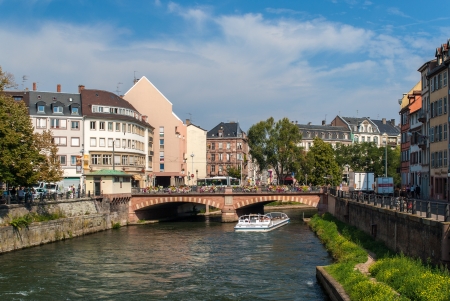 Canal in Strasbourg sity center, Franceの写真素材