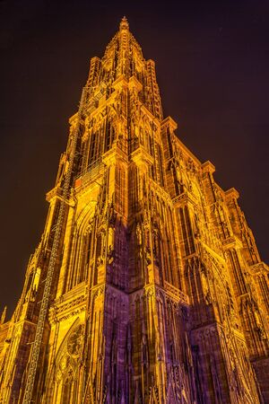 View of Strasbourg Cathedral from ground  Alsace, Franceのeditorial素材