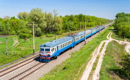Suburban electric train in Kiev region, Ukraine