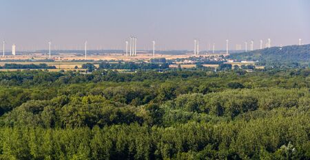 Wind farm in Austria, view from Bratislava Castleの写真素材