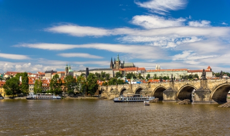 View of Charles Bridge and Prague Castleの写真素材