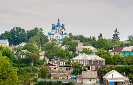 View of Kamianets-Podolsky with Orthodox church - Ukraineのeditorial素材