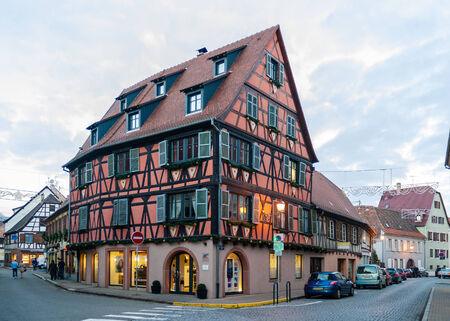 Alsatian style house in Molsheim, Alsace, Franceのeditorial素材