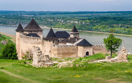 Khotyn castle on Dniester riverside  Ukraineのeditorial素材