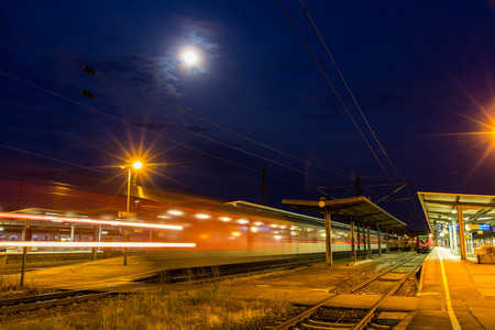 German night train departing from Offenburg stationのeditorial素材