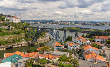 Maria Pia Bridge in Porto, constructed by Eiffelの写真素材