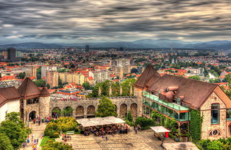 View of Ljubljana from the castle - Sloveniaの写真素材