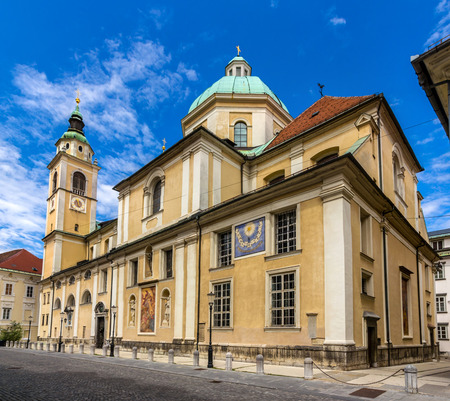 Saint Nicholas Cathedral of Ljubljana, Sloveniaの写真素材
