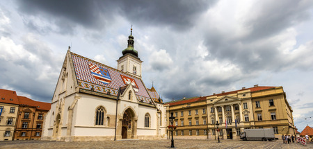 St. Mark's Church and Croatian Parliament in Zagrebのeditorial素材