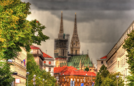 View of Zagreb Cathedral in Croatiaの写真素材