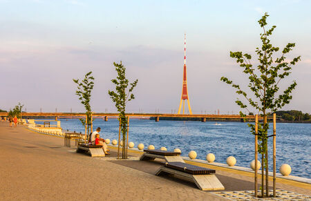 Embankment in Riga, Latviaのeditorial素材