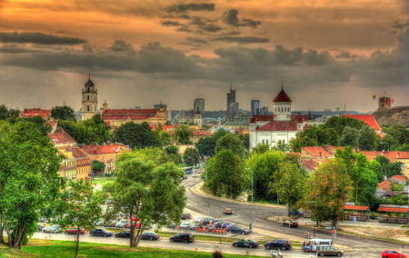 Evening view of Vilnius, Lithuaniaの写真素材